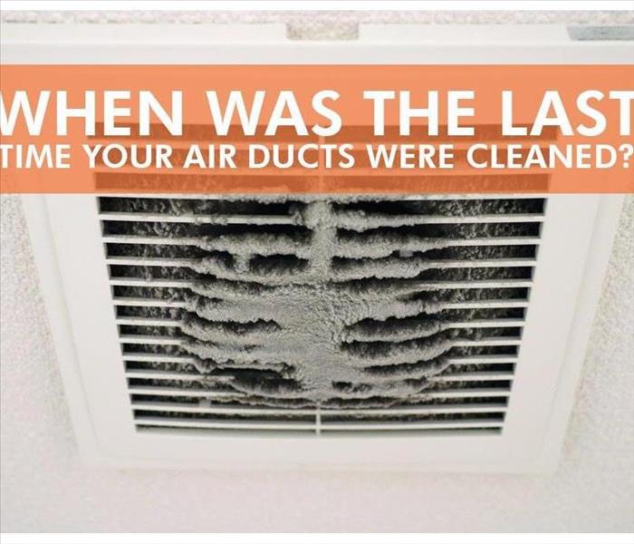 Dust of the vent with the phrase WHEN WAS THE LAST TIME YOUR AIR DUCTS WERE CLEANED?